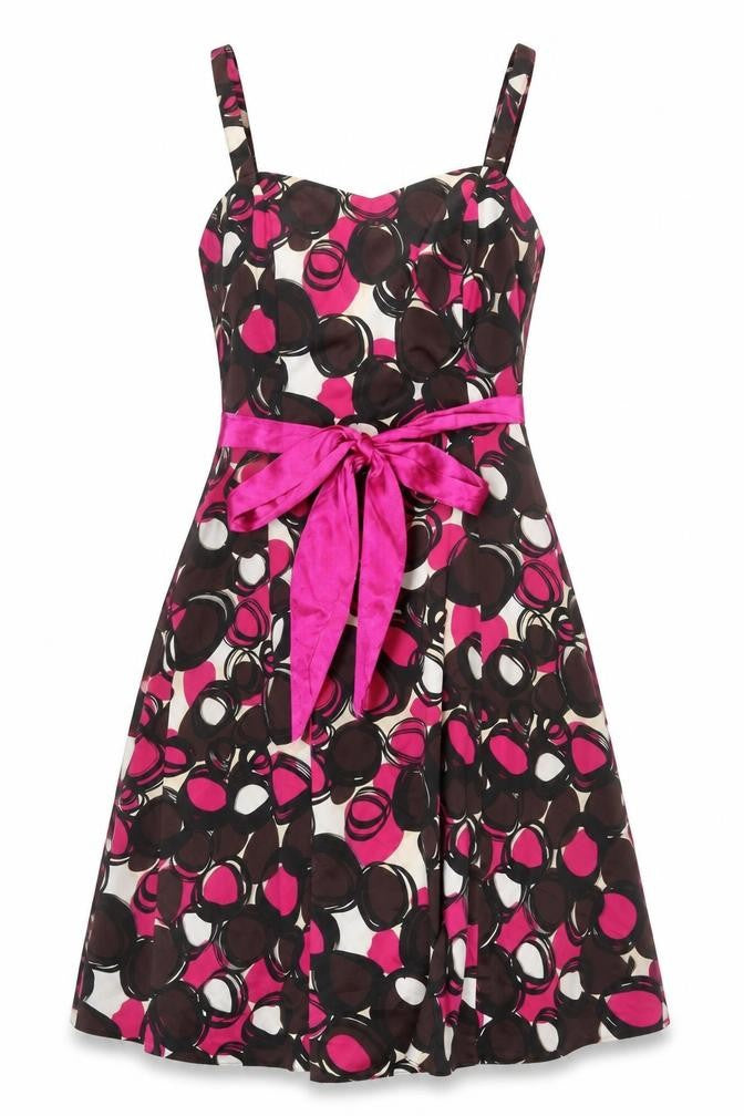 Début Women’s Pink Black A-Line Knee Length Sleeveless Dress Size 14