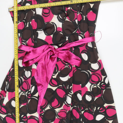 Début Women’s Pink Black A-Line Knee Length Sleeveless Dress Size 14