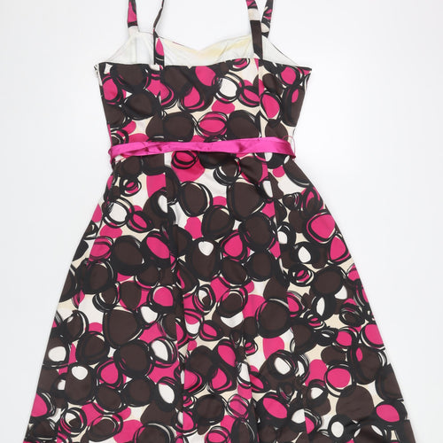 Début Women’s Pink Black A-Line Knee Length Sleeveless Dress Size 14