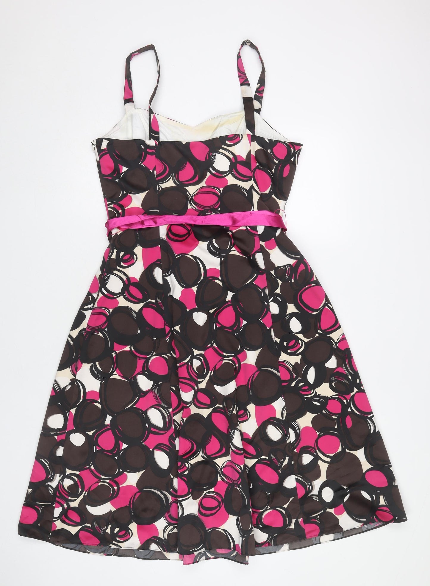 Début Women’s Pink Black A-Line Knee Length Sleeveless Dress Size 14