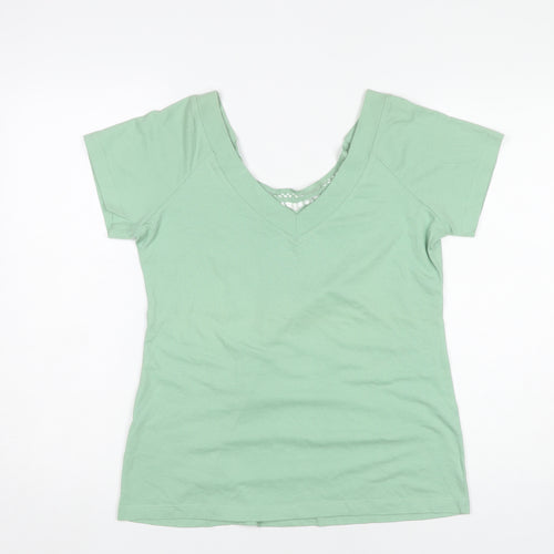 Levi Strauss Women’s Green Cotton V-Neck Crochet Trim T-Shirt Size S