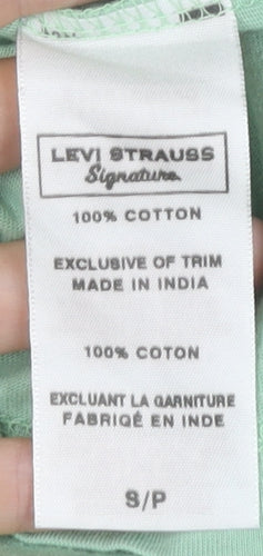 Levi Strauss Women’s Green Cotton V-Neck Crochet Trim T-Shirt Size S