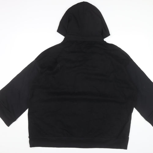 Zara Women’s Black Pullover Hoodie Size M 3/4 Sleeve Cotton