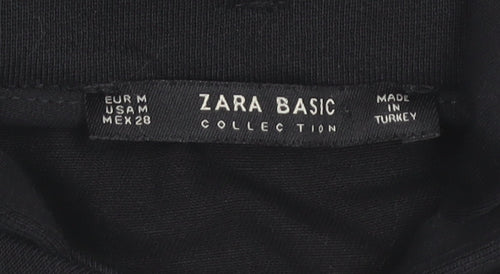 Zara Women’s Black Pullover Hoodie Size M 3/4 Sleeve Cotton