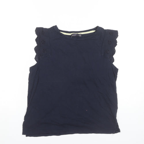 Marks and Spencer Womens Blue Size 12 Sleeveless Cotton Blouse