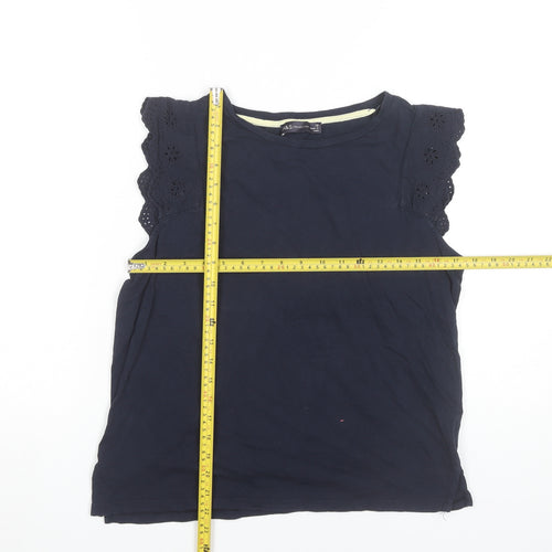 Marks and Spencer Womens Blue Size 12 Sleeveless Cotton Blouse