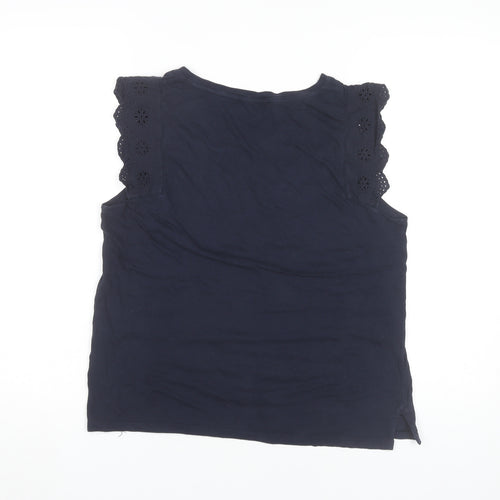 Marks and Spencer Womens Blue Size 12 Sleeveless Cotton Blouse