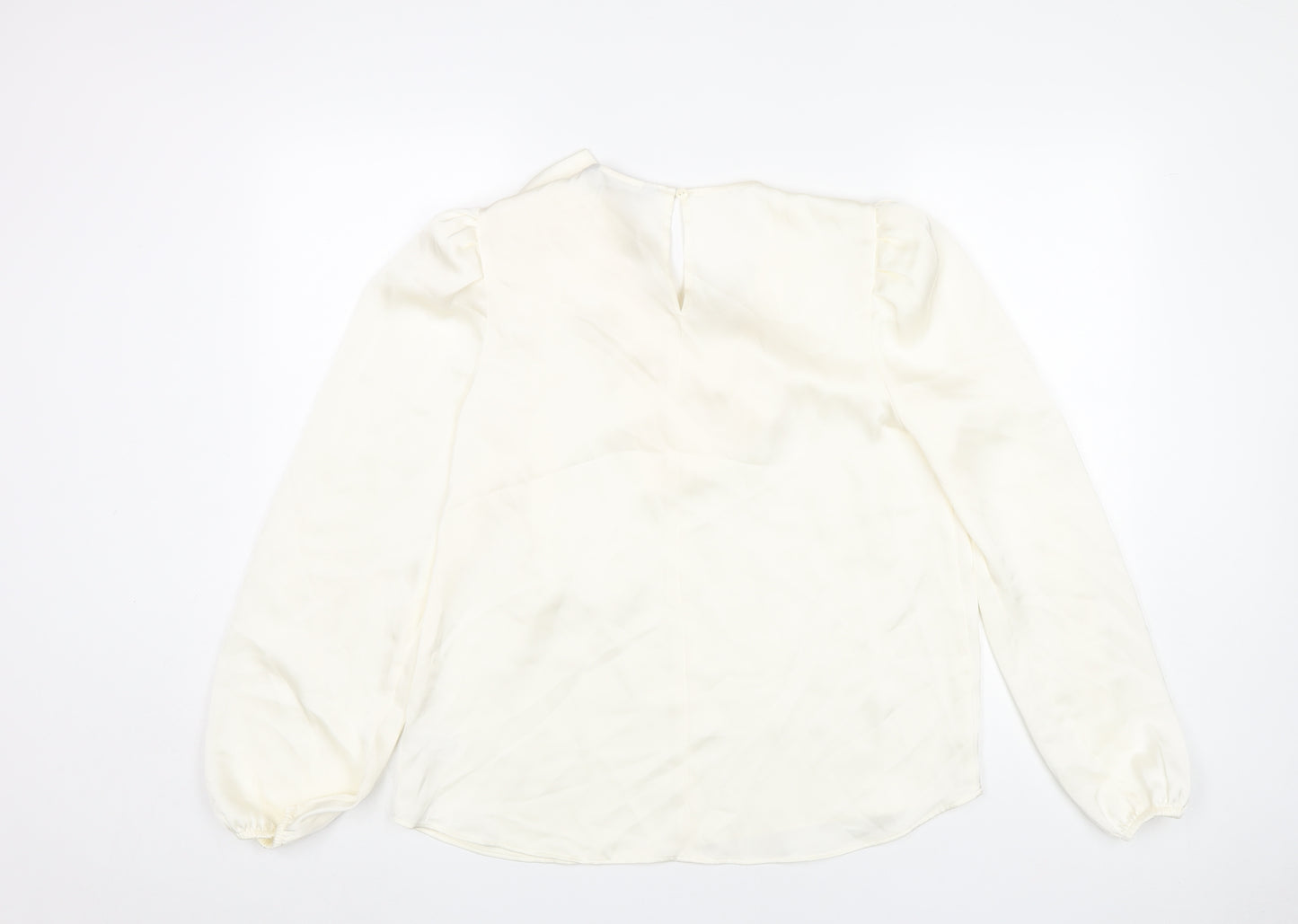 F&F Women’s Ivory Long Sleeve Puff Sleeve Bow Blouse UK 12