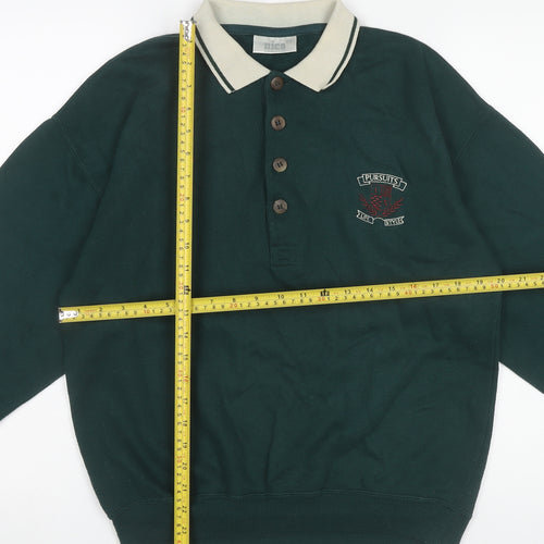 Nico Men’s Green Collared Henley Sweatshirt Size S Vintage Rugby Style