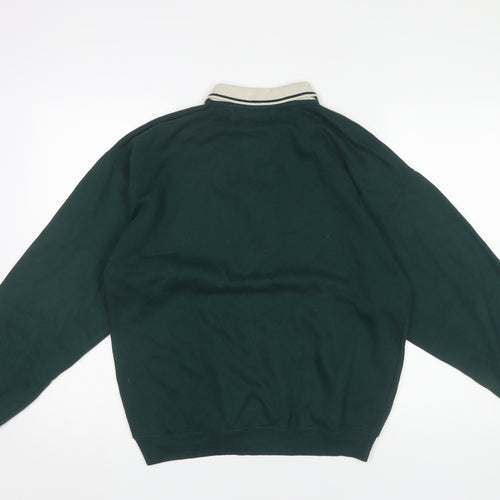 Nico Men’s Green Collared Henley Sweatshirt Size S Vintage Rugby Style