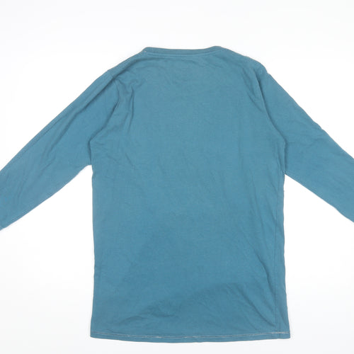 Lady Genny Womens Blue Cotton Long Sleeve Funny Cat Nightshirt S