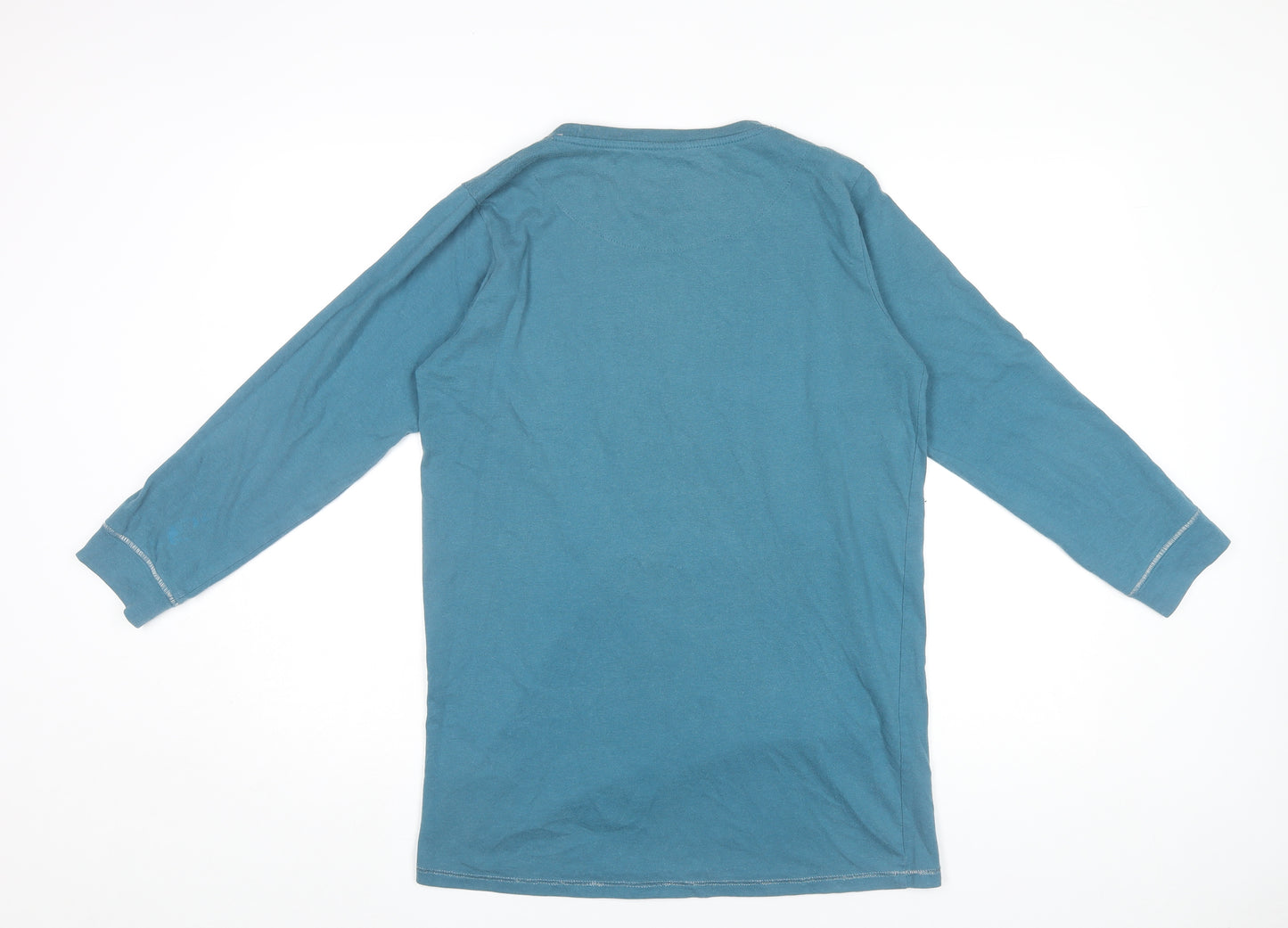 Lady Genny Womens Blue Cotton Long Sleeve Funny Cat Nightshirt S