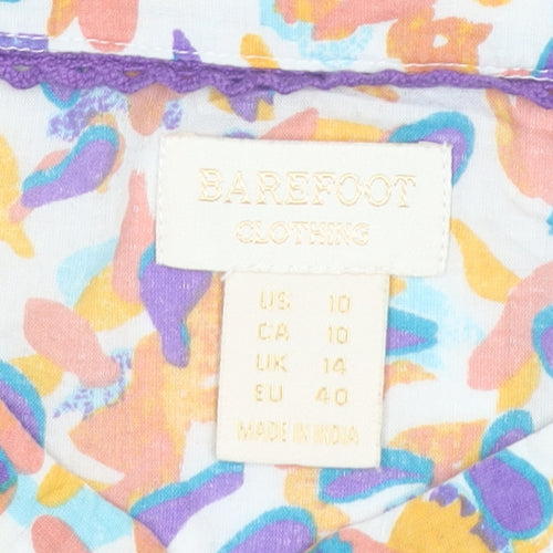 Barefoot Clothing Women’s Multicoloured Cotton Blouse UK 14 Tunic