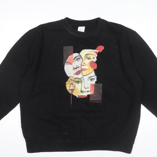 Redhanded Unisex Adults Black 2XL Pullover Sweatshirt Graphic Print Cotton Blend