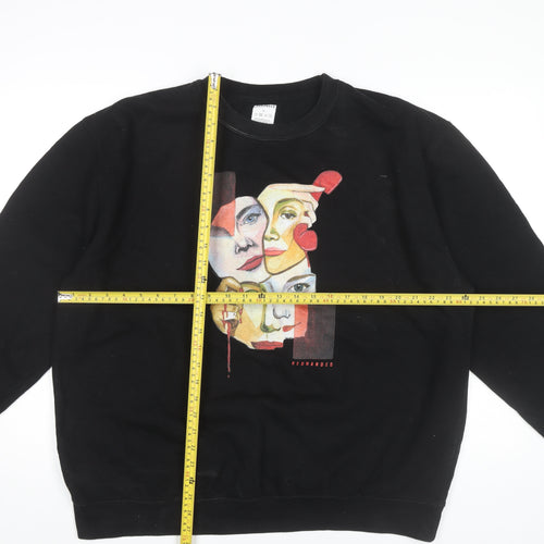 Redhanded Unisex Adults Black 2XL Pullover Sweatshirt Graphic Print Cotton Blend