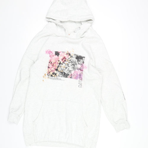 Next Girls Grey Floral Graphic Pullover Hoodie - 16 Years