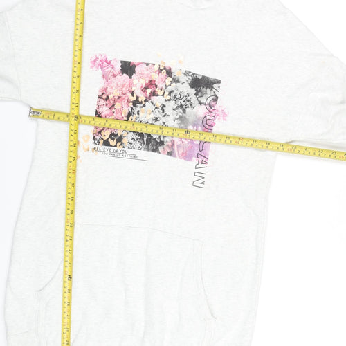 Next Girls Grey Floral Graphic Pullover Hoodie - 16 Years