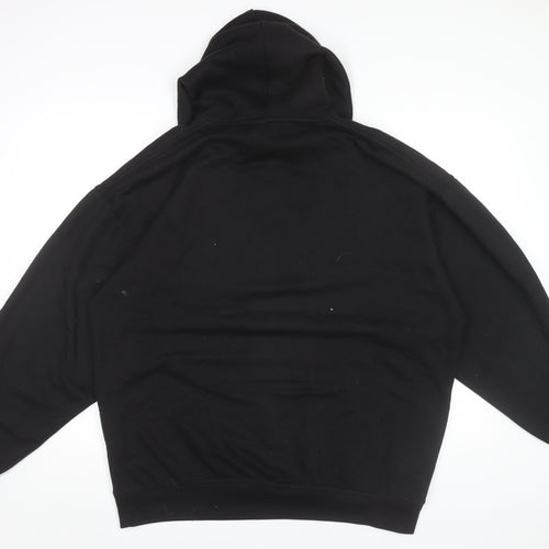 boohooMAN Men’s Black Pullover Hoodie Medium Cartoon Graphic Print