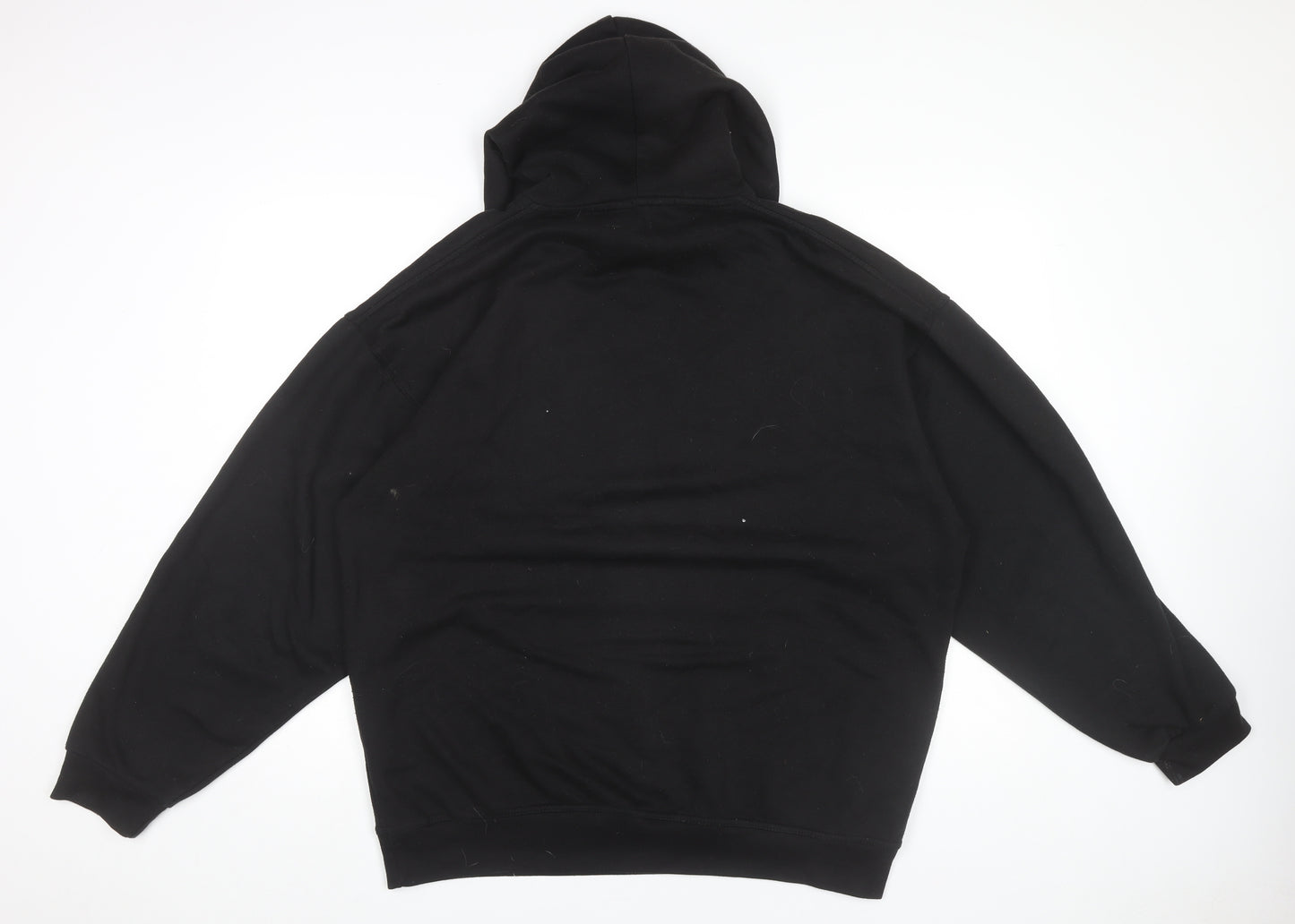 boohooMAN Men’s Black Pullover Hoodie Medium Cartoon Graphic Print