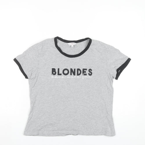 Neon Sheep Womens Grey Ringer T-Shirt Size M Short Sleeve Casual