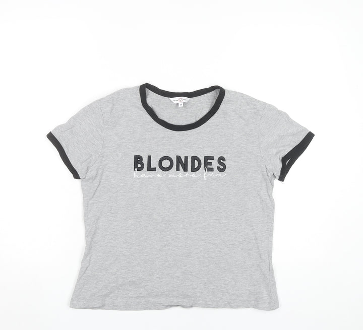 Neon Sheep Womens Grey Ringer T-Shirt Size M Short Sleeve Casual