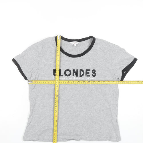 Neon Sheep Womens Grey Ringer T-Shirt Size M Short Sleeve Casual
