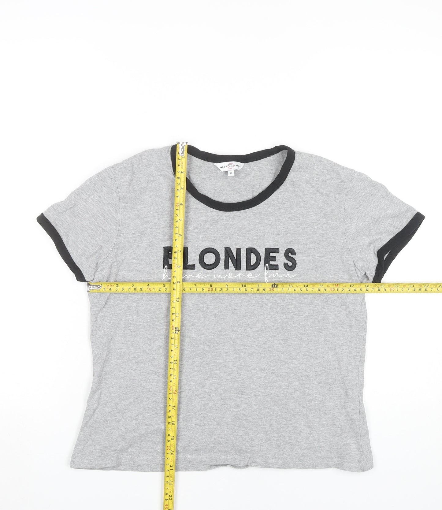 Neon Sheep Womens Grey Ringer T-Shirt Size M Short Sleeve Casual