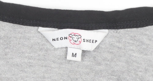 Neon Sheep Womens Grey Ringer T-Shirt Size M Short Sleeve Casual
