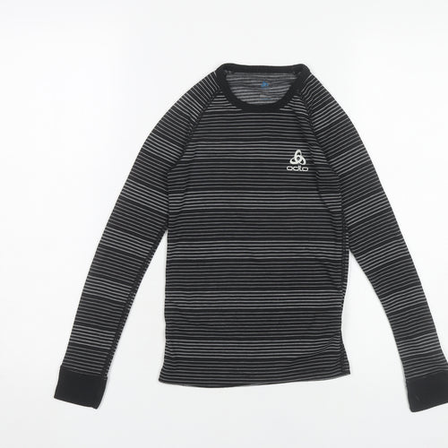 Odlo Boys Black Striped Long Sleeve Activewear T-Shirt Size 10 Years