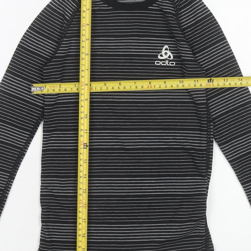 Odlo Boys Black Striped Long Sleeve Activewear T-Shirt Size 10 Years