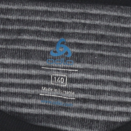 Odlo Boys Black Striped Long Sleeve Activewear T-Shirt Size 10 Years