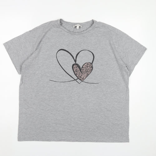 Apricot Womens Grey Heart Print T-Shirt Size 12 Short Sleeve