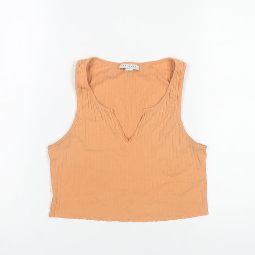 Topshop Women’s Orange Cropped Cotton Tank Top UK 8