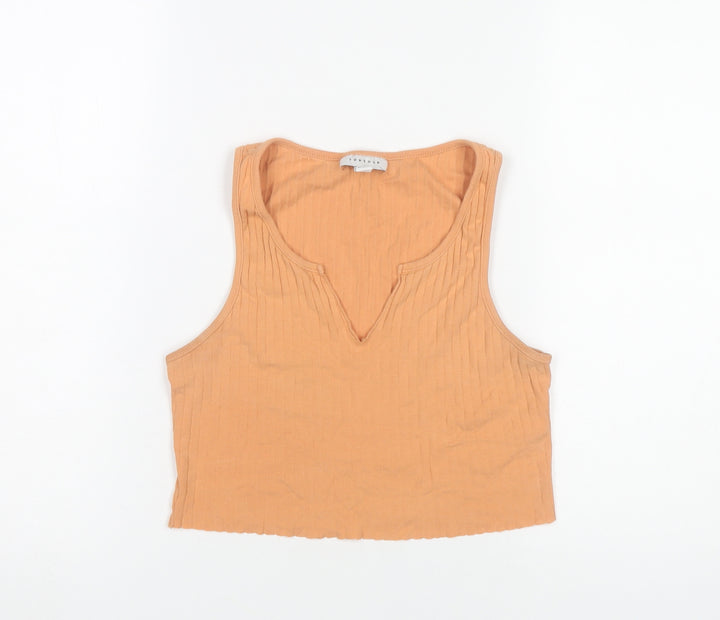Topshop Women’s Orange Cropped Cotton Tank Top UK 8