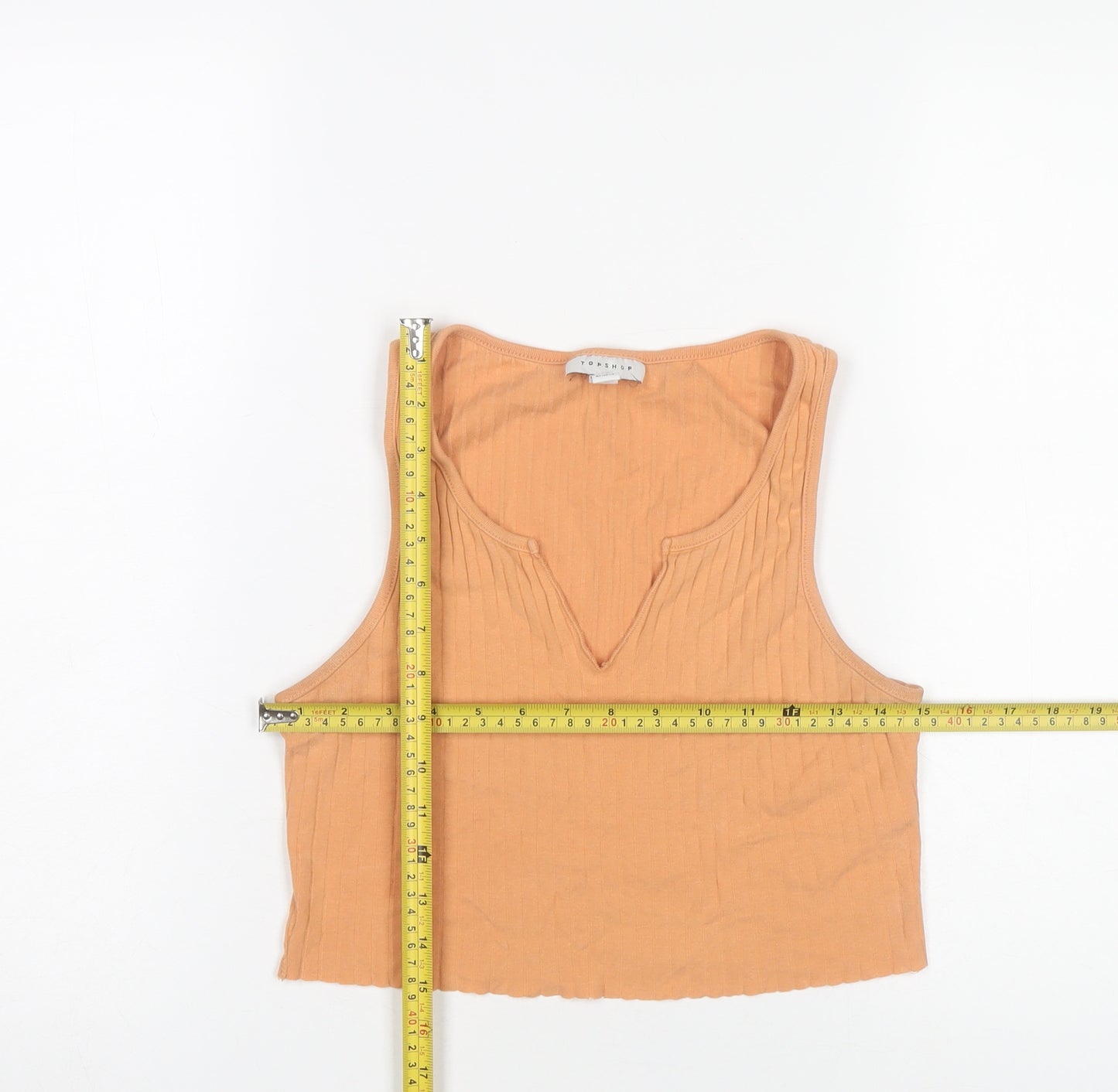 Topshop Women’s Orange Cropped Cotton Tank Top UK 8