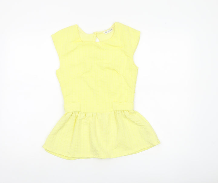 Miss Selfridge Women’s Yellow Peplum Sleeveless Blouse UK 8
