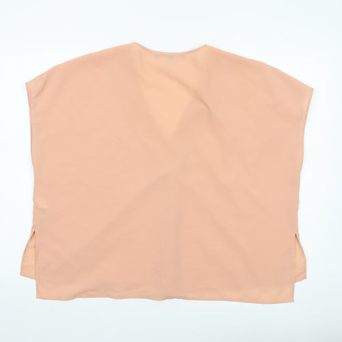 French Connection Womens Beige Tunic Blouse M V-Neck Sleeveless