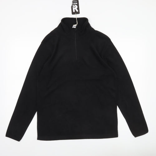 Roly Men’s Black Small Fleece Pullover Sweatshirt 1/2 Zip Mock Neck