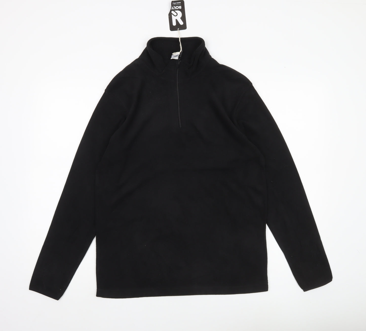 Roly Men’s Black Small Fleece Pullover Sweatshirt 1/2 Zip Mock Neck