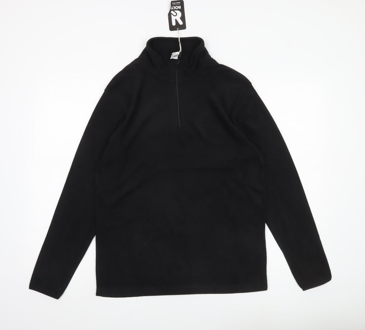 Roly Men’s Black Small Fleece Pullover Sweatshirt 1/2 Zip Mock Neck