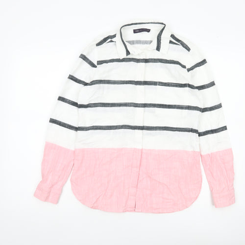 Marks and Spencer Womens Button-Up Shirt UK 6 Stripe Colourblock Cotton
