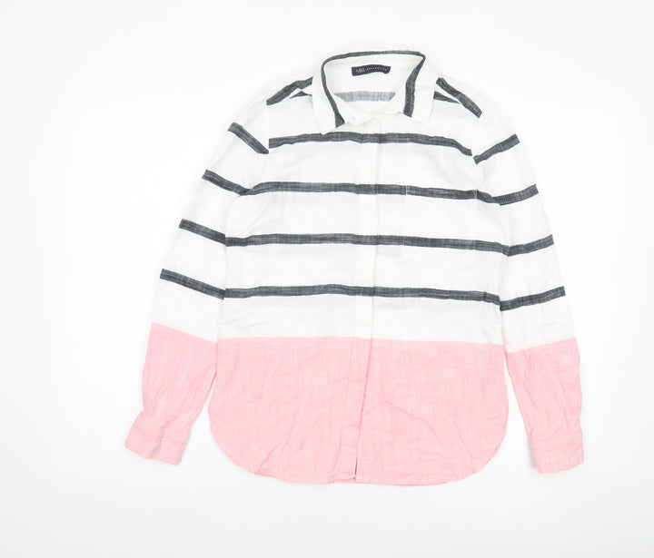Marks and Spencer Womens Button-Up Shirt UK 6 Stripe Colourblock Cotton
