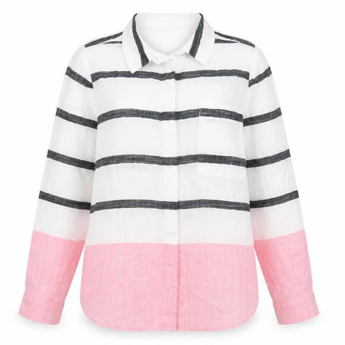 Marks and Spencer Womens Button-Up Shirt UK 6 Stripe Colourblock Cotton
