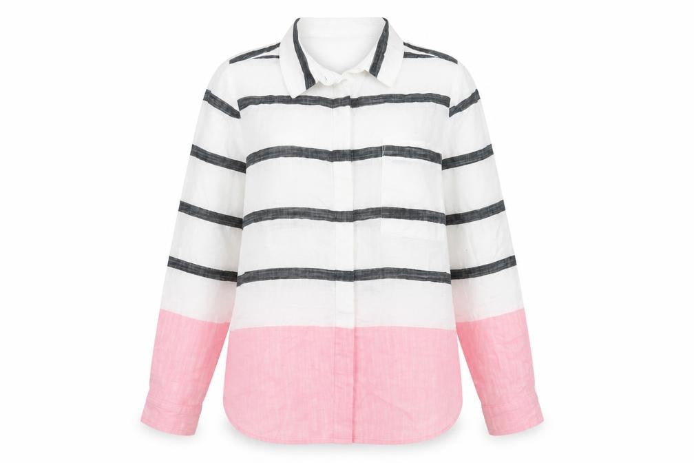 Marks and Spencer Womens Button-Up Shirt UK 6 Stripe Colourblock Cotton