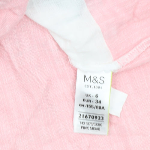 Marks and Spencer Womens Button-Up Shirt UK 6 Stripe Colourblock Cotton