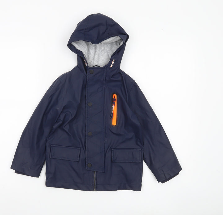 Marks and Spencer Boys Blue 4-5Y Waterproof Hooded Rain Coat Jacket