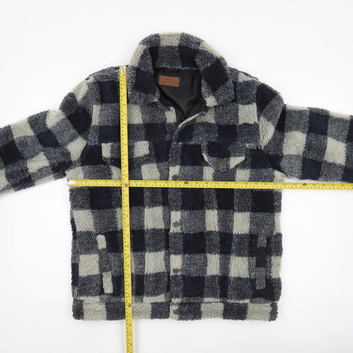 ASOS Men’s Black Grey Check Fleece Jacket Size L 40-42" Casual Winter