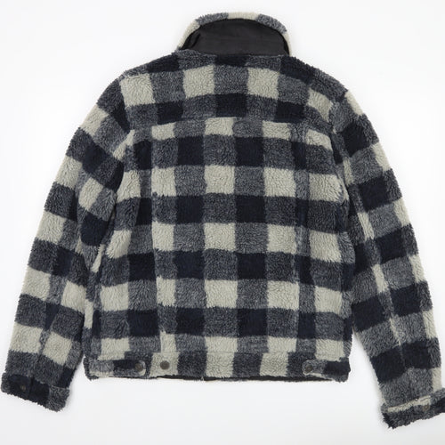 ASOS Men’s Black Grey Check Fleece Jacket Size L 40-42" Casual Winter
