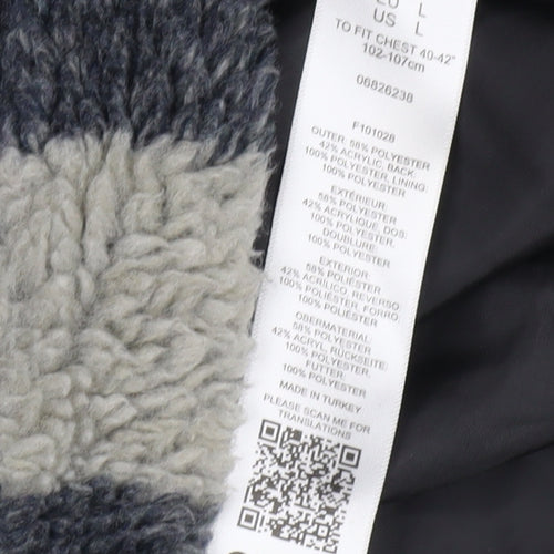 ASOS Men’s Black Grey Check Fleece Jacket Size L 40-42" Casual Winter