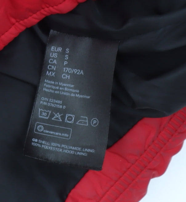 H&M Men’s Red Puffer Jacket S Hooded Quilted Insulated Winter Coat